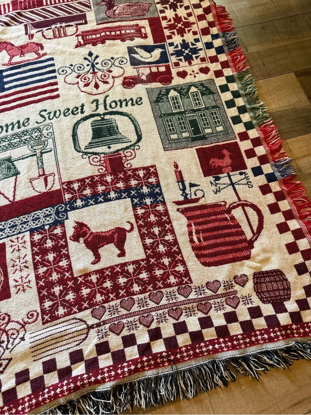 Grandmacore Americana duck, spices flag Woven Tapestry Throw Blanket.